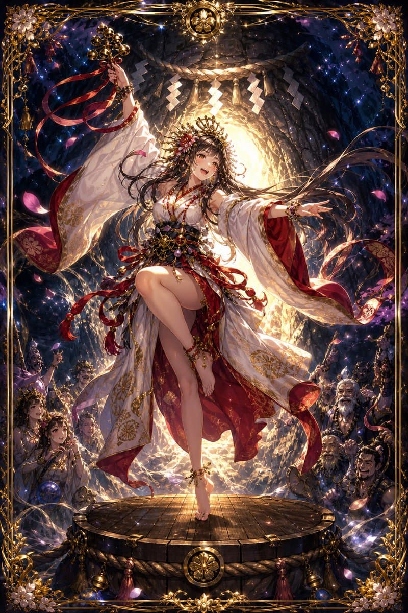 Ame-no-Uzume Sacred Cave Dance - AI image template preview