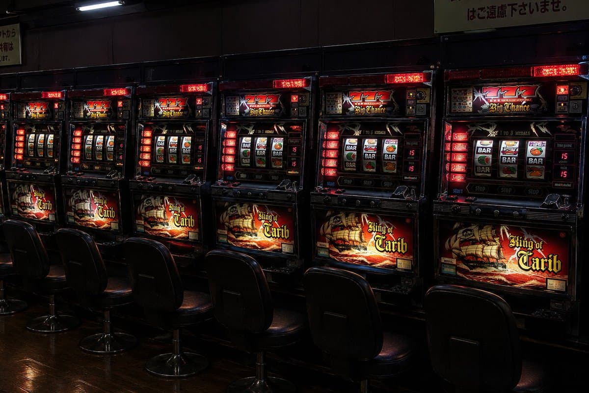 Empty Japanese Pachislot Parlor Row - AI image template preview