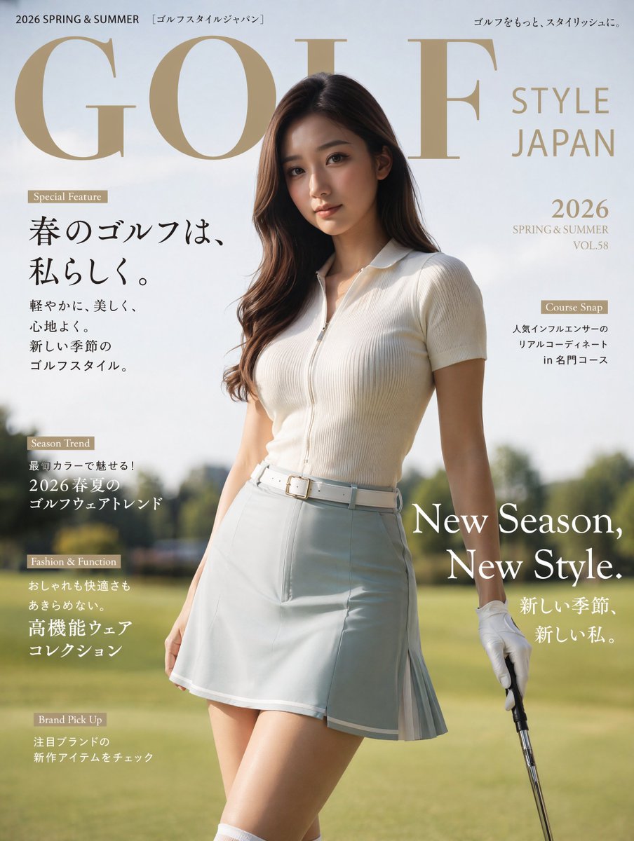 Japanese Golf Fashion Magazine Cover - AI image template preview