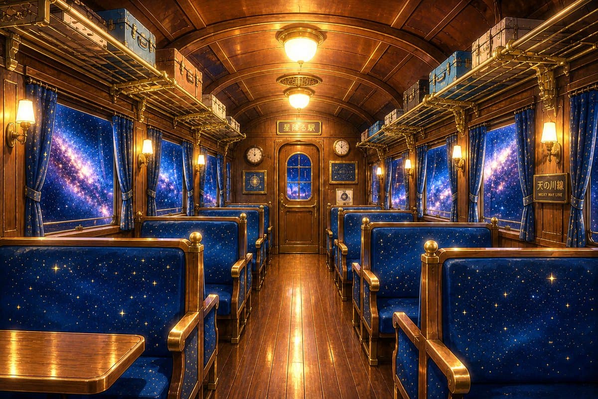 Retro Galaxy Train Interior - AI image template preview