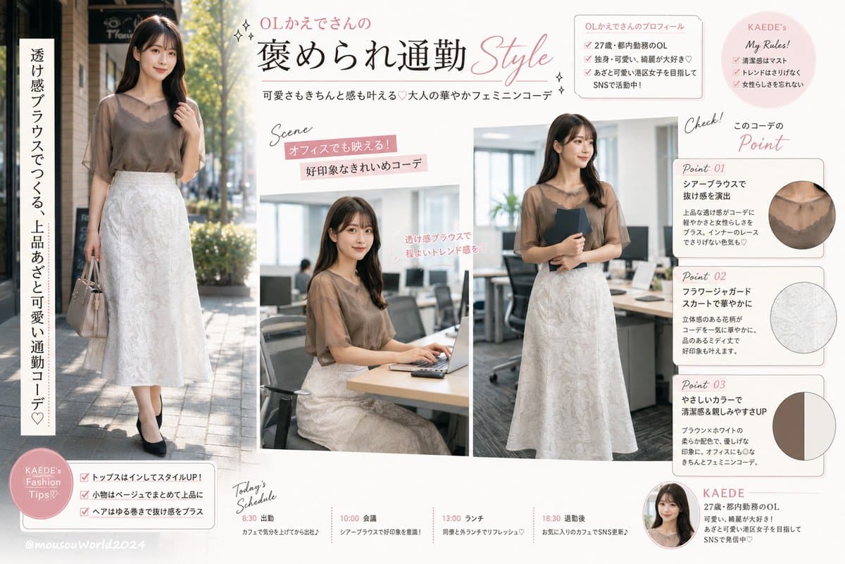 Japanese Office Outfit Magazine Spread - AI image template preview