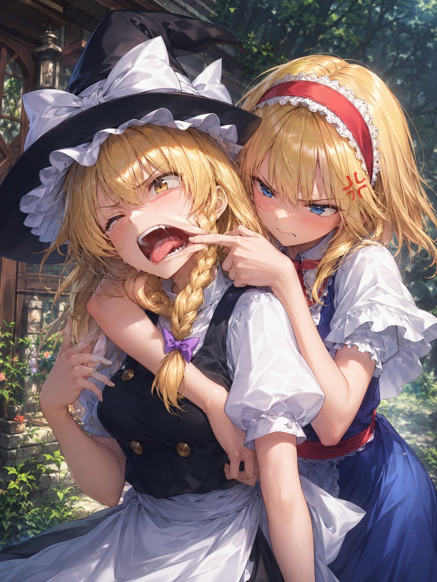 Playful Anime Witch Cheek Pull - AI image template preview