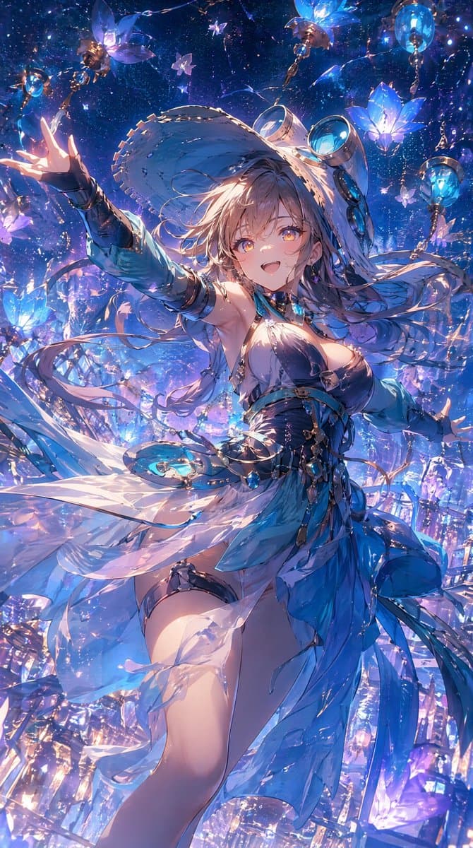 Celestial Blue Fantasy Dancer - AI image template preview