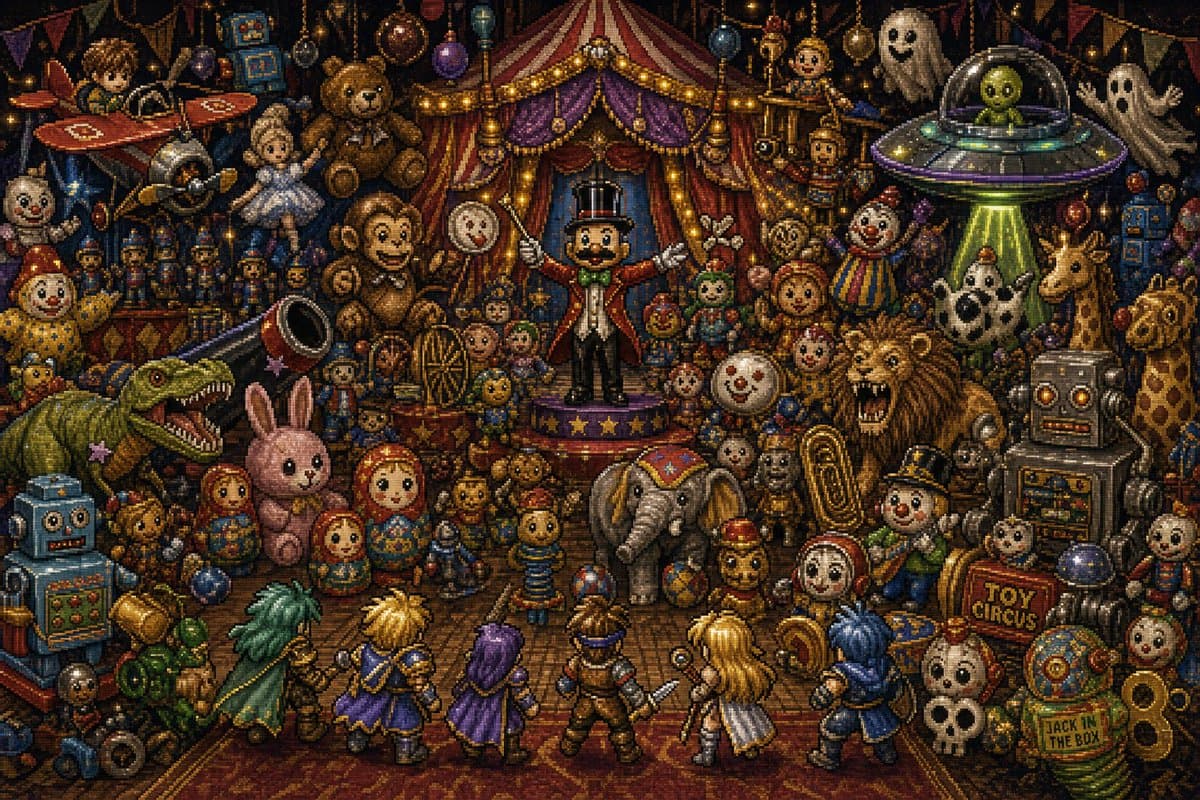 Toy Circus JRPG Battle - AI image template preview