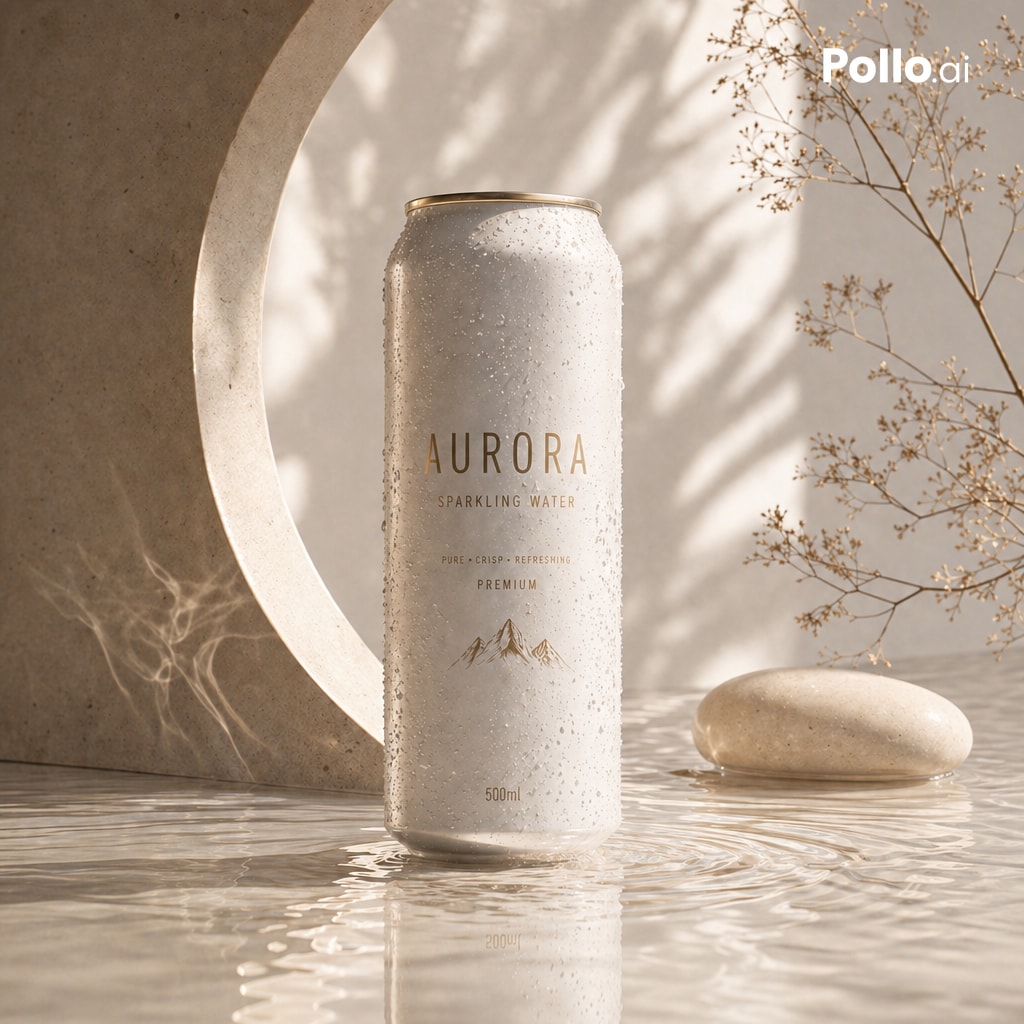 Luxury Sparkling Water Can Ad - AI image template preview