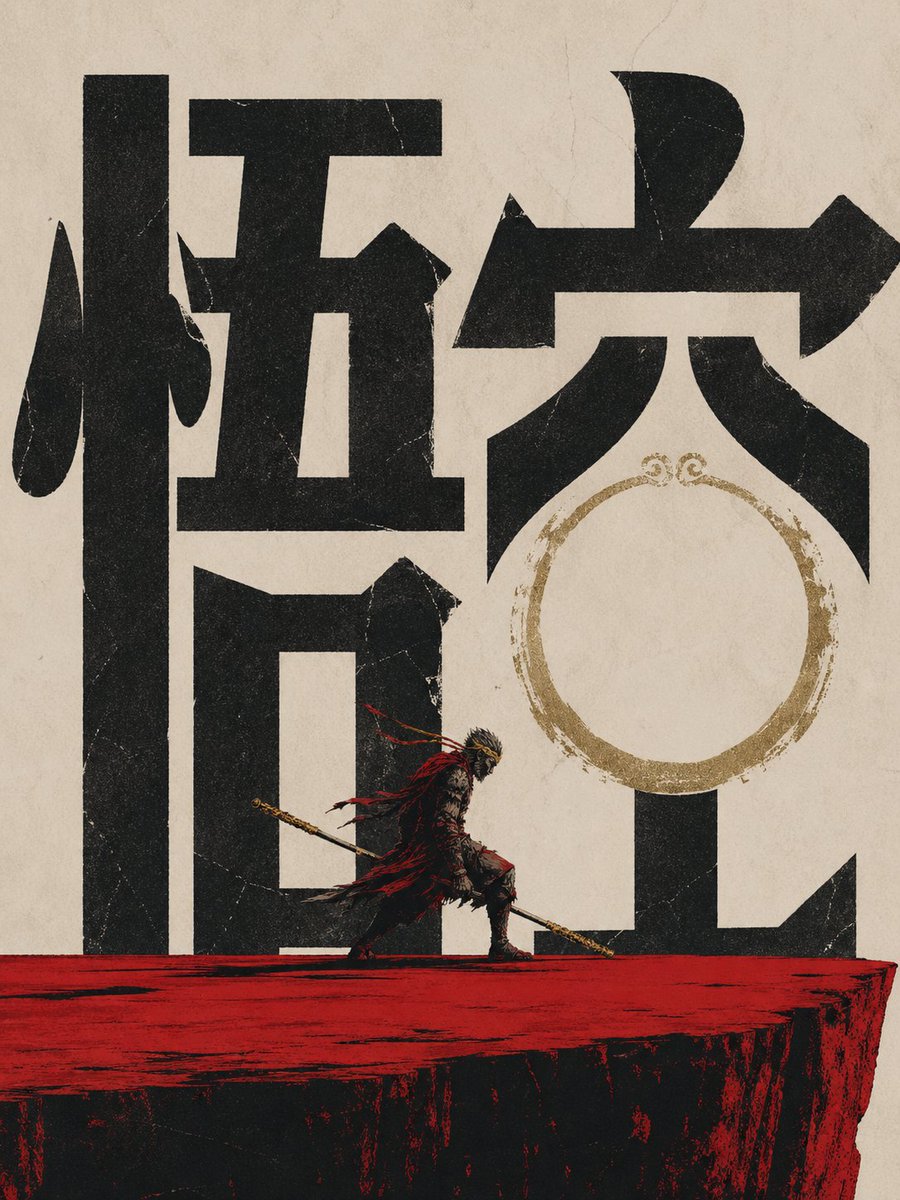 Wukong Calligraphy Poster - AI image template preview