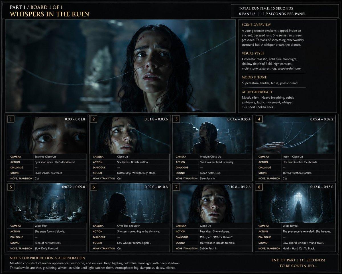 Whispers in the Ruin Storyboard - AI image template preview