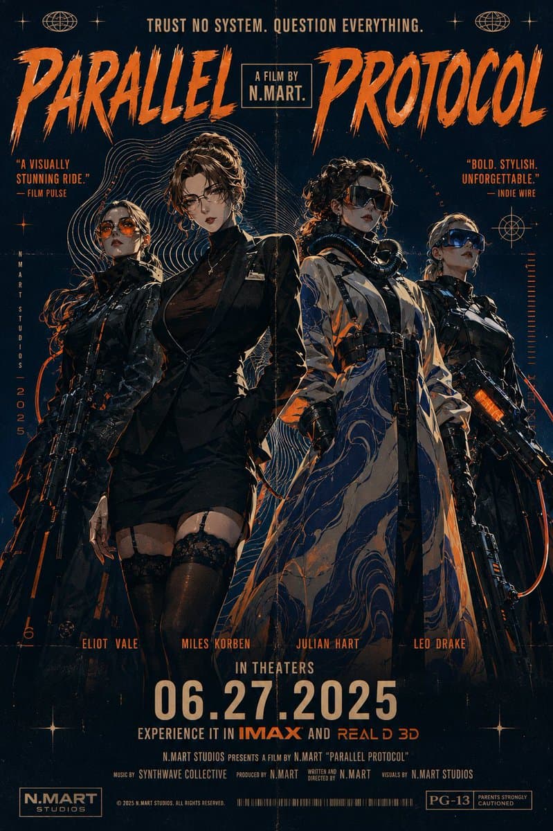 Parallel Protocol Sci-Fi Movie Poster - AI image template preview