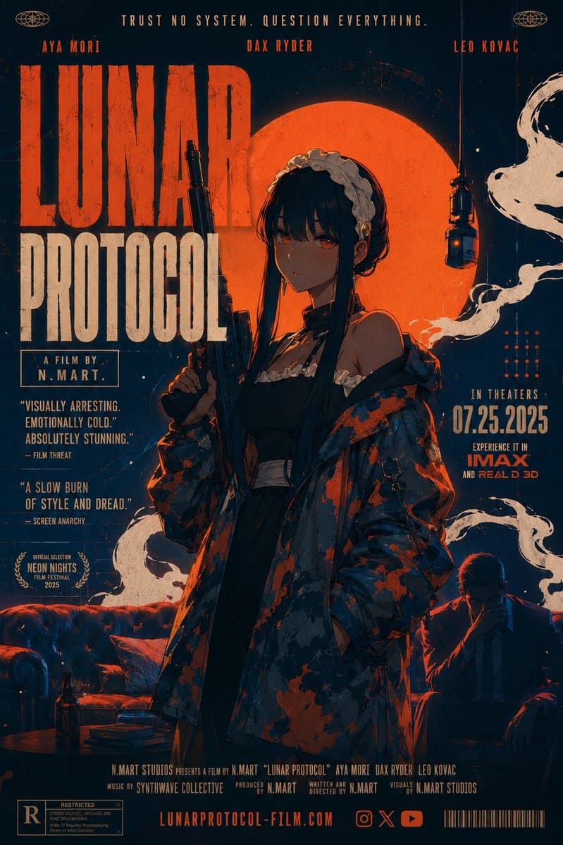 Retro Lunar Protocol Movie Poster - AI image template preview