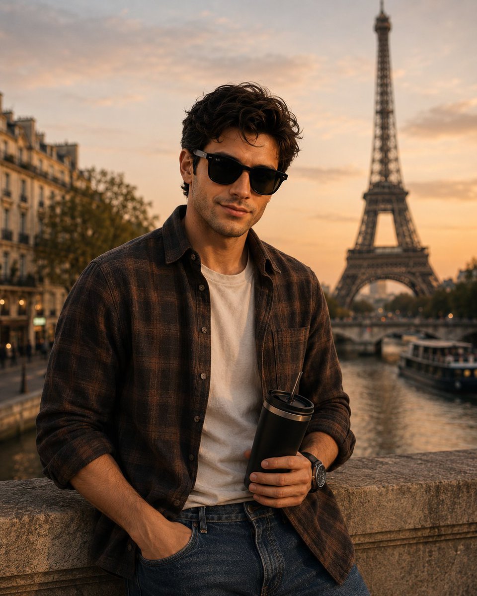 Parisian Golden Hour Portrait - AI image template preview