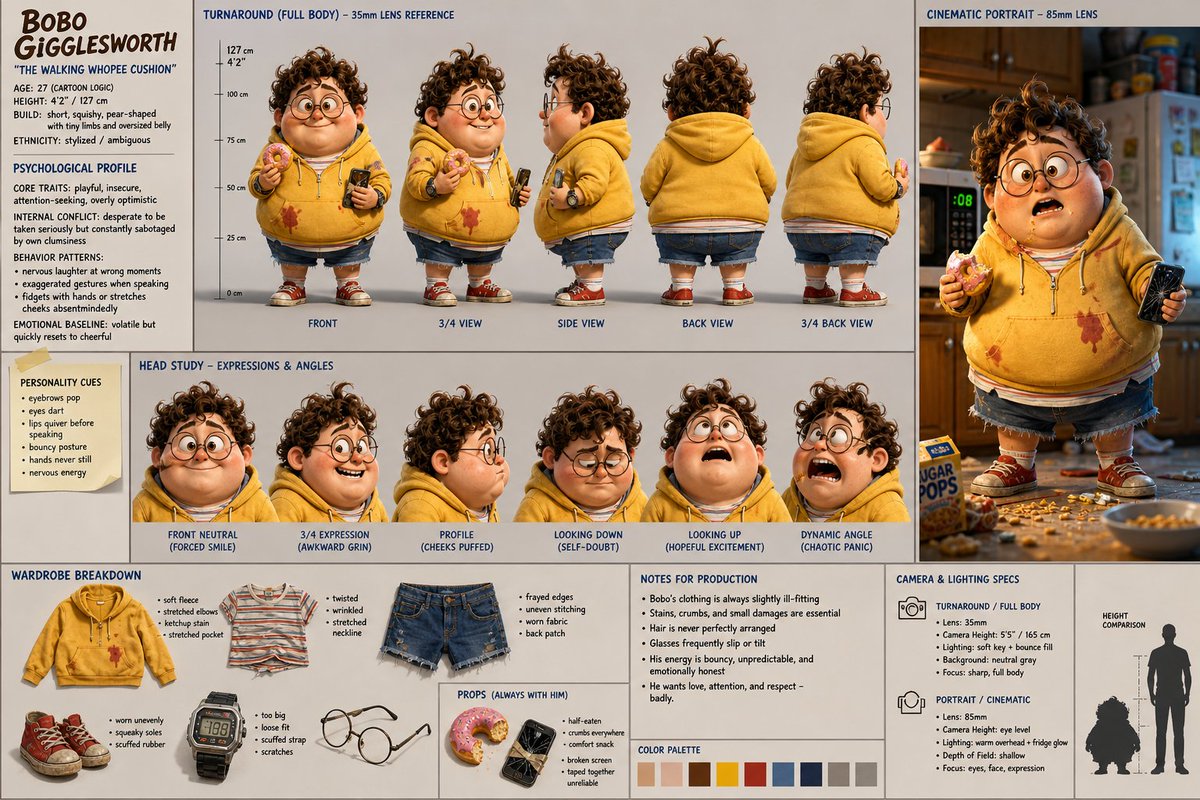 Cinematic Character Design Sheet - AI image template preview