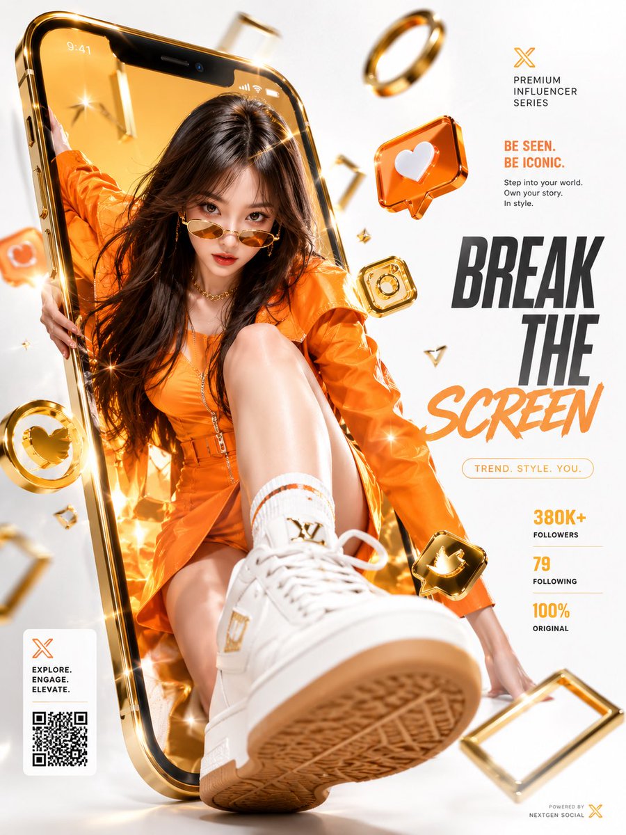 3D Screen Burst Fashion Ad - AI image template preview