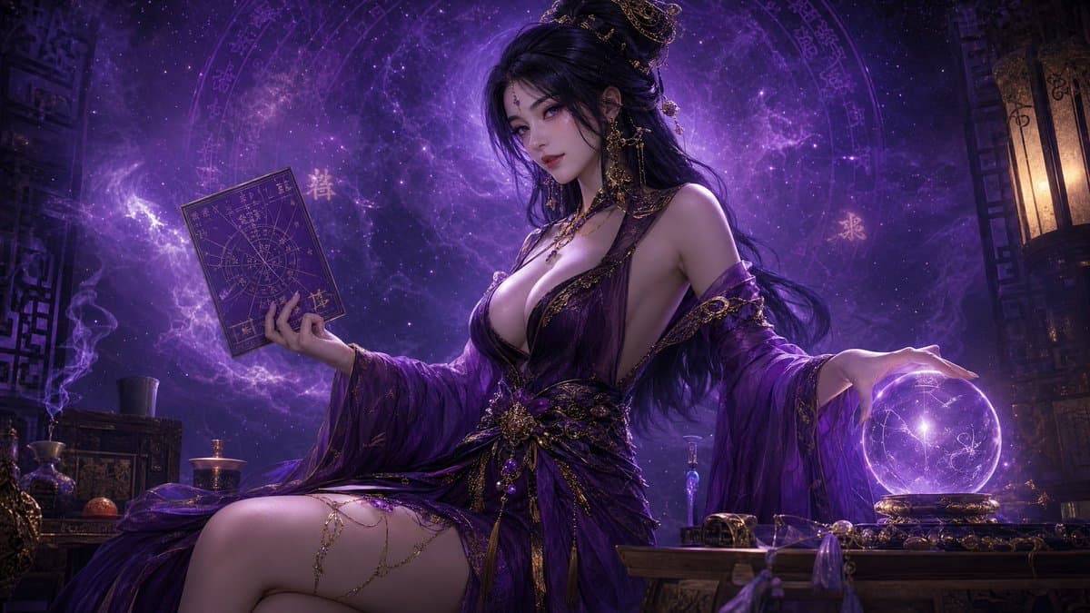 Seductive Oriental Fortune Teller - AI image template preview