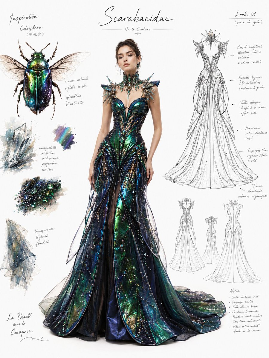 Couture Fashion Design Concept Board - AI image template preview