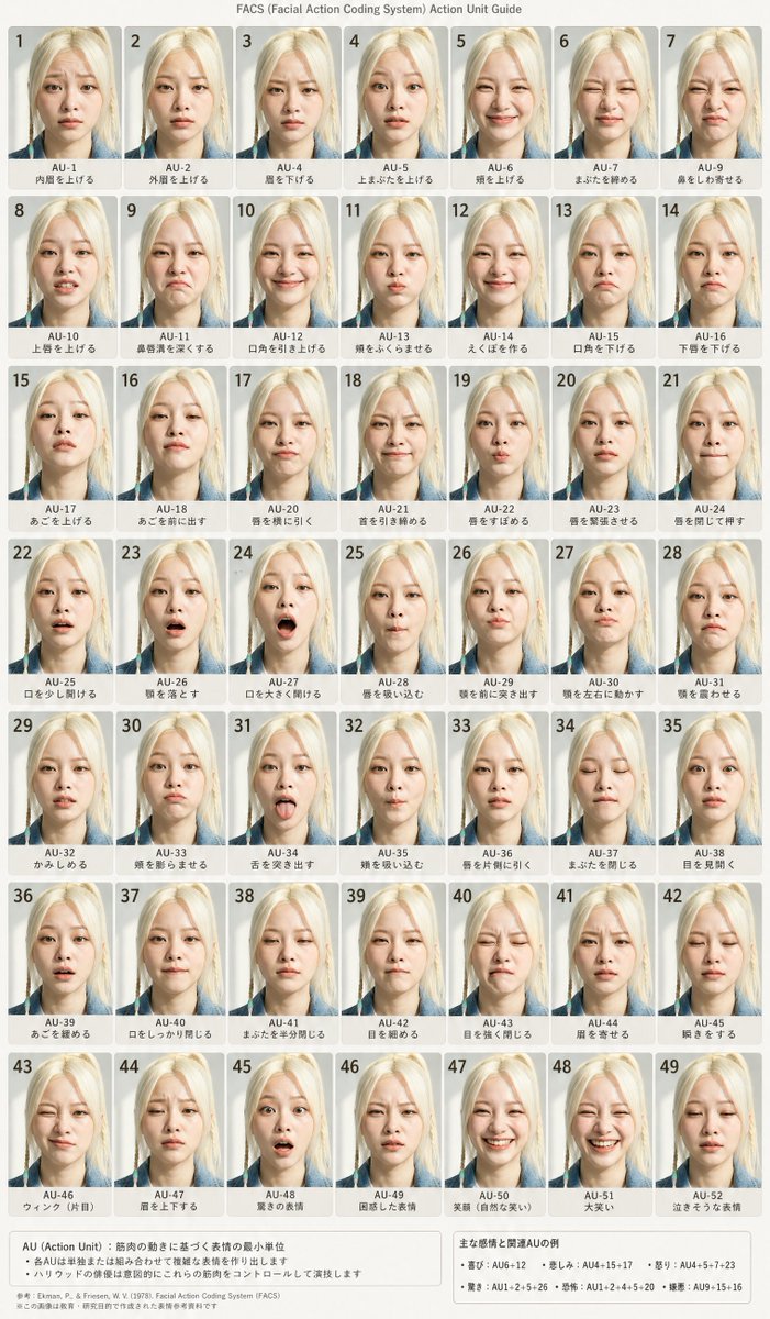 FACS Facial Expression Chart - AI image template preview