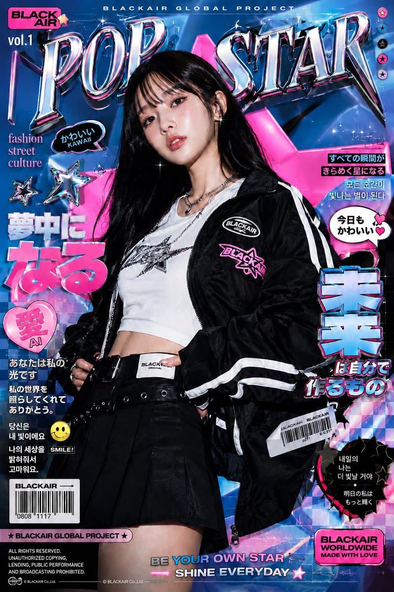 K-Fashion Retro Streetwear Editorial - AI image template preview