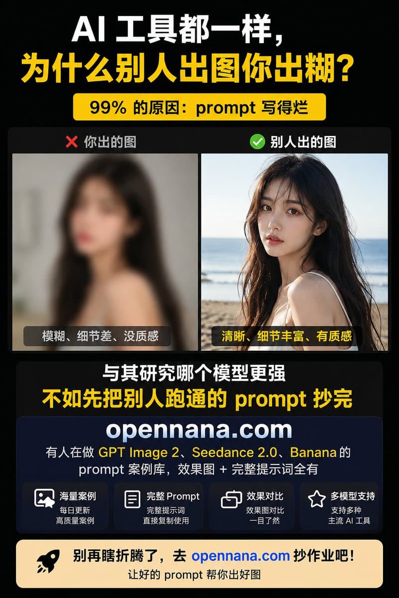 Chinese AI Prompt Comparison Poster - AI image template preview