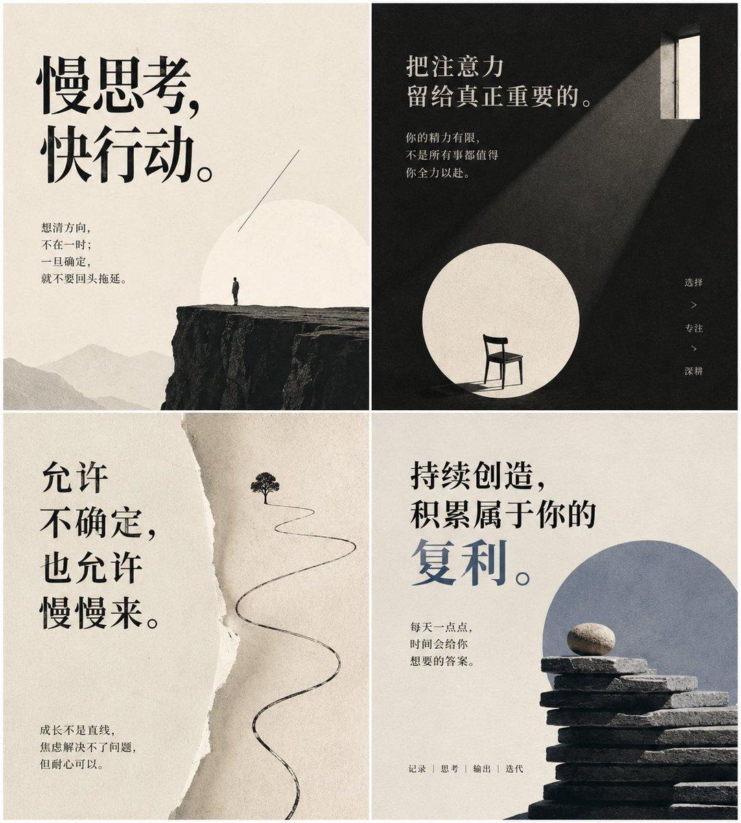 Minimal Chinese Advice Card Grid - AI image template preview
