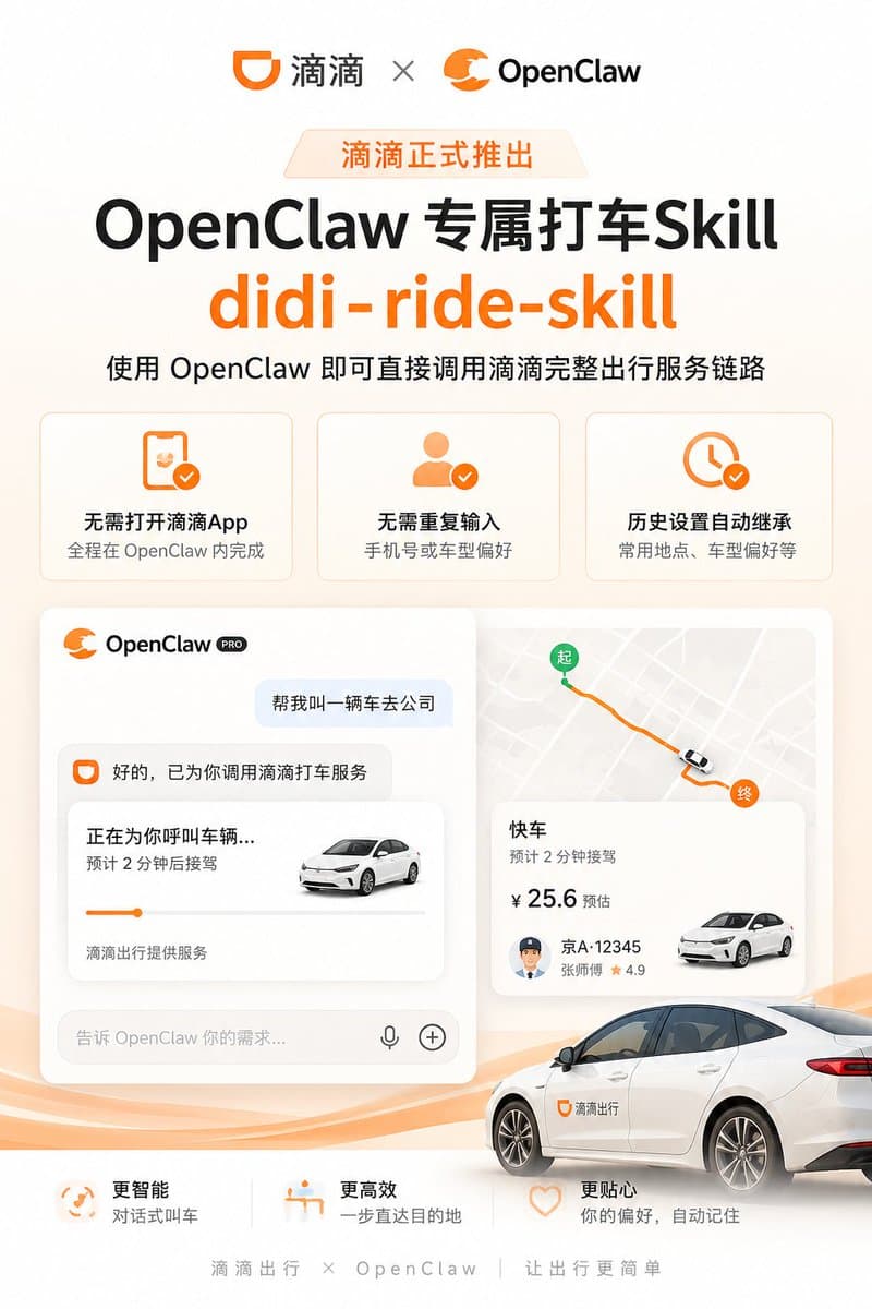 Didi OpenClaw Ride Skill Poster - AI image template preview