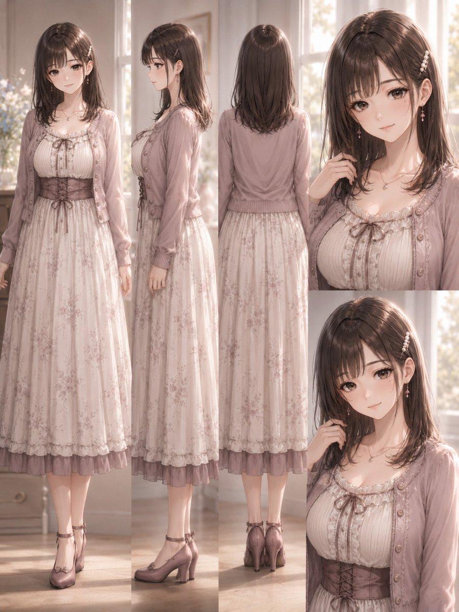 Pastel Street Lolita Reference Sheet - AI image template preview