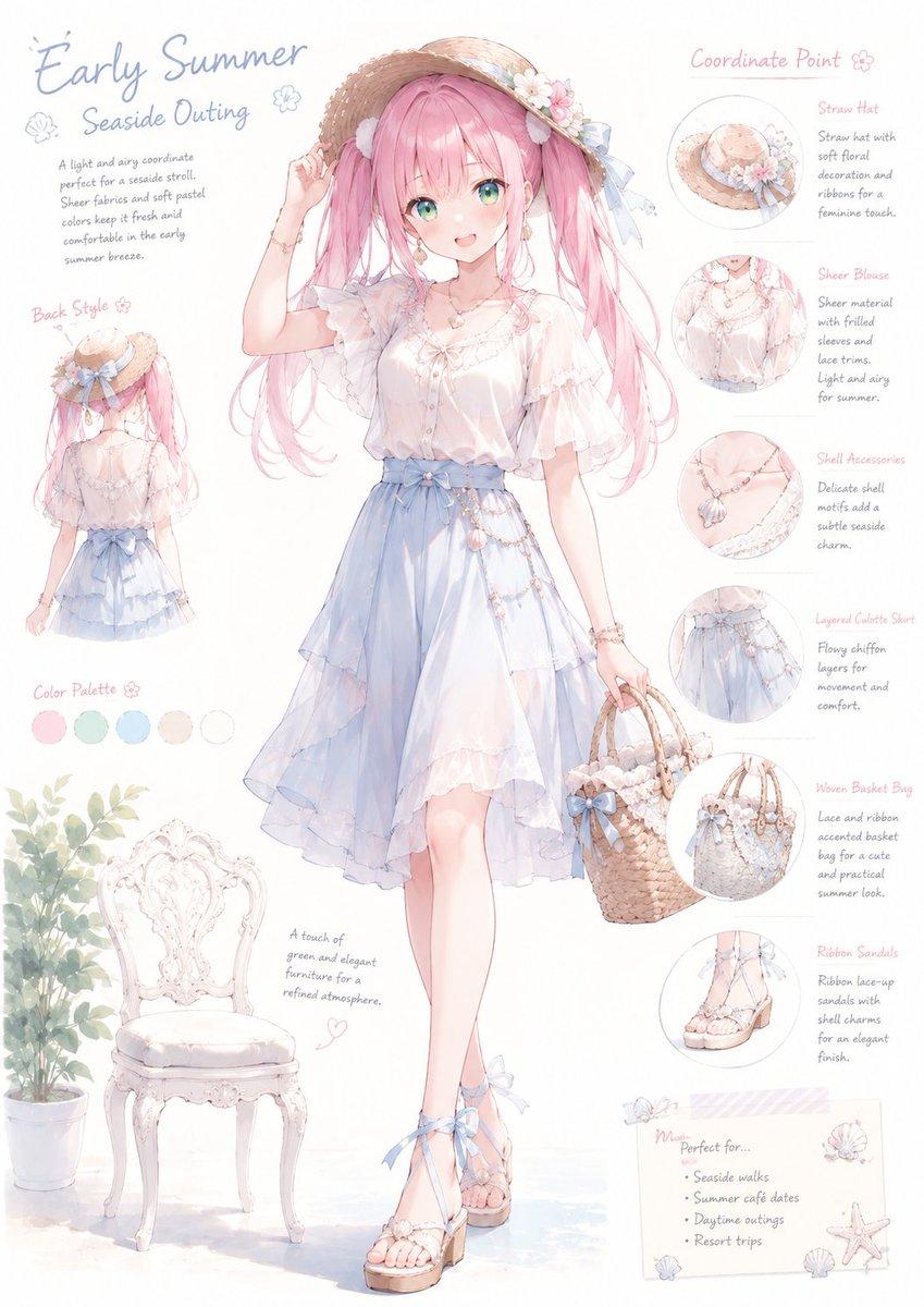 Pastel Seaside Fashion Coordinate Sheet - AI image template preview