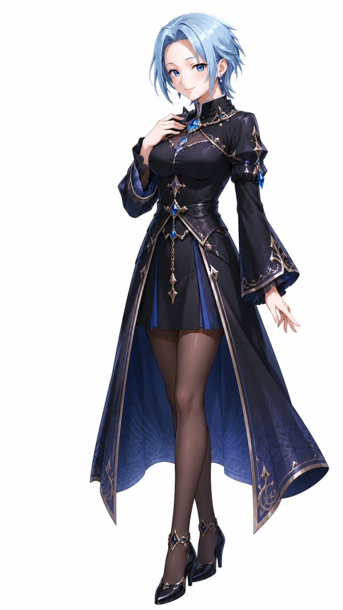 Elegant Blue-Haired Fantasy Woman - AI image template preview