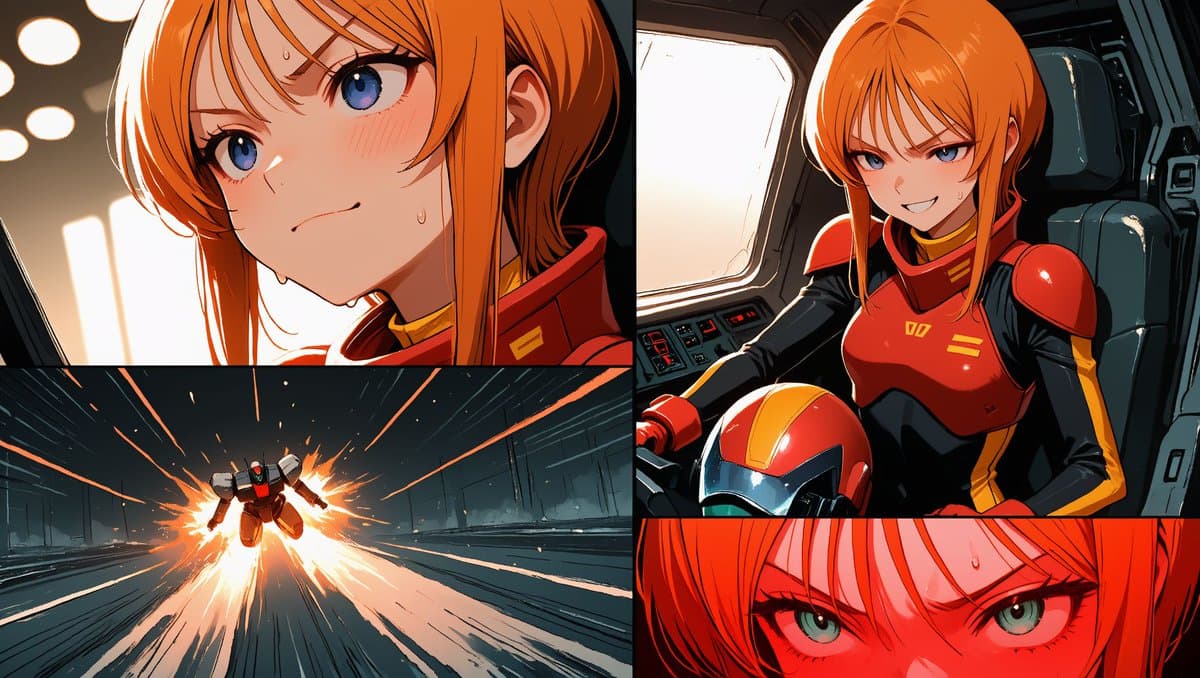 Four-Panel Gundam Pilot Sortie - AI image template preview