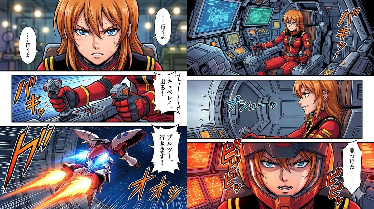Six-Panel Mecha Pilot Manga - AI image template preview