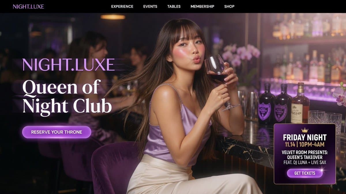 Luxury Nightclub Landing Page - AI image template preview