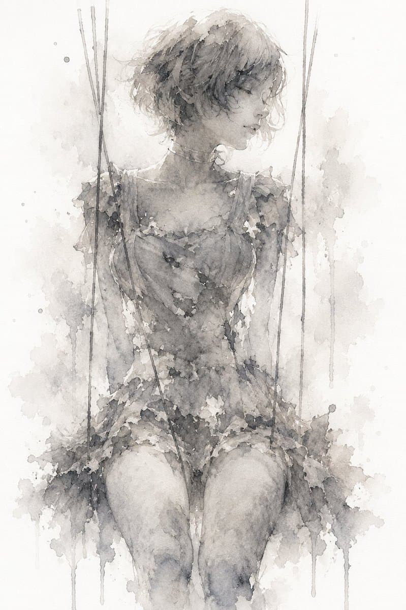 Melancholic Marionette Watercolor - AI image template preview