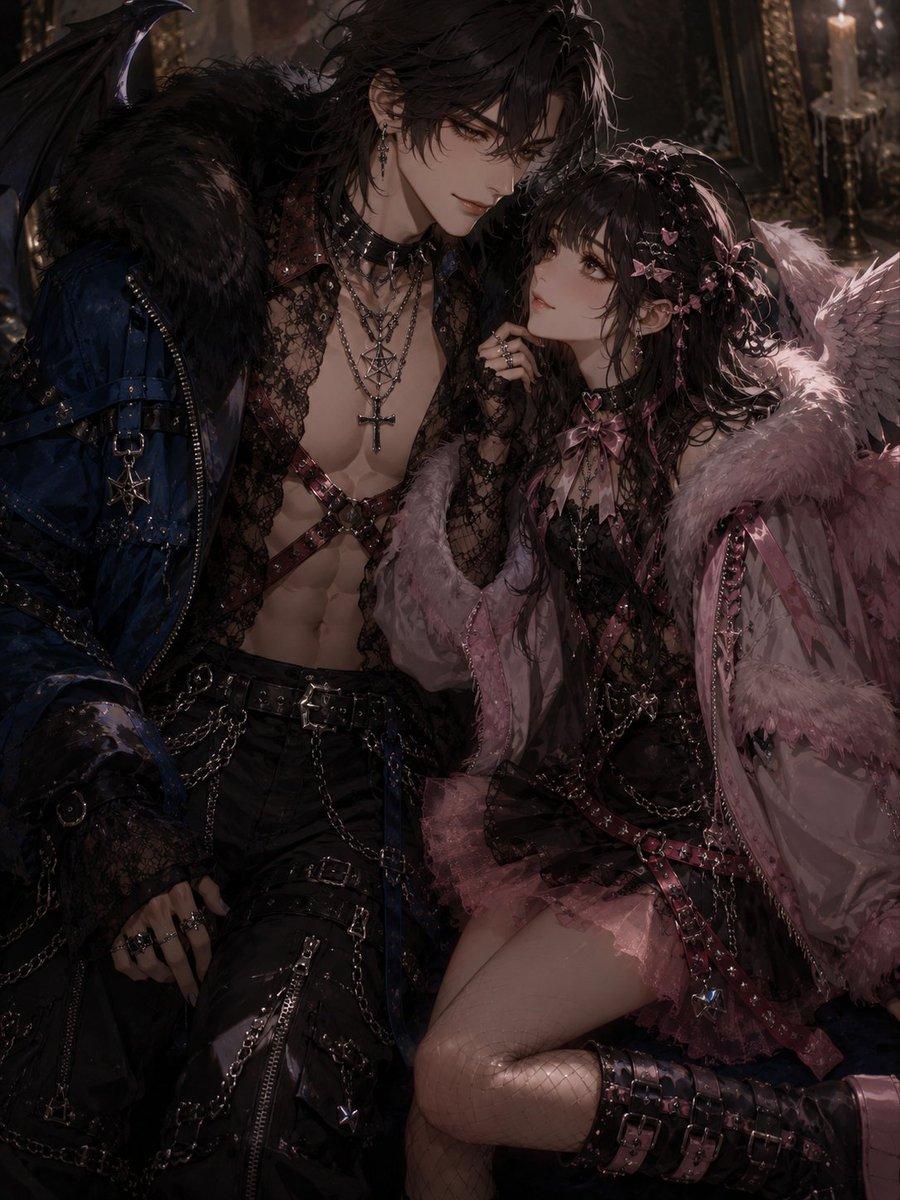 Gothic Angel Demon Couple preview