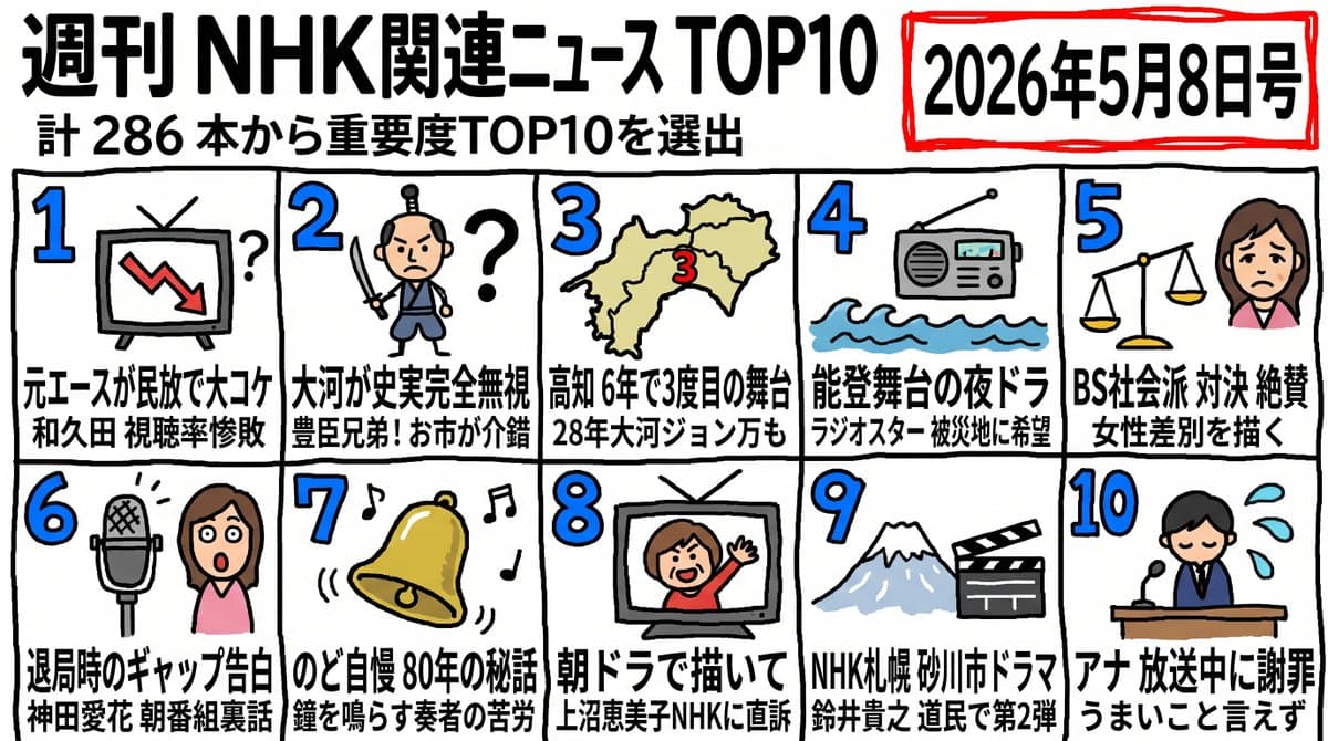 Hand-Drawn NHK News Top 10 Ranking - AI image template preview