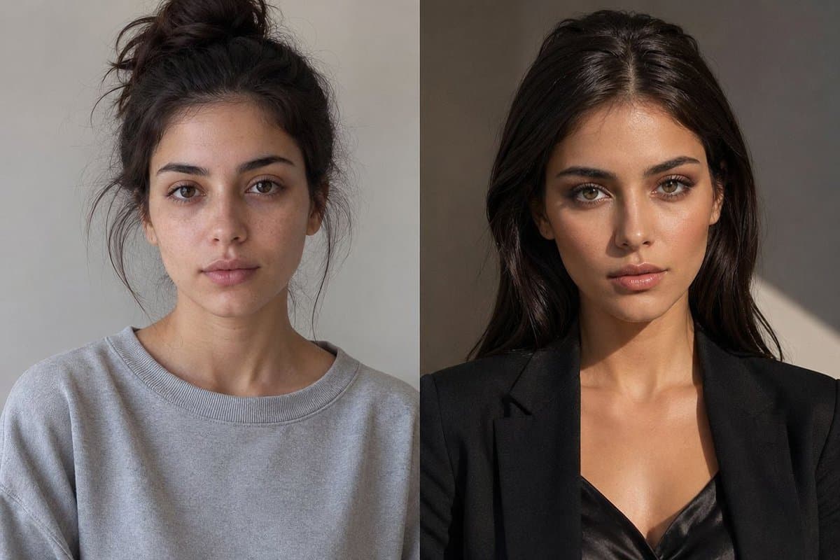 Side-by-Side Glow-Up Portrait - AI image template preview
