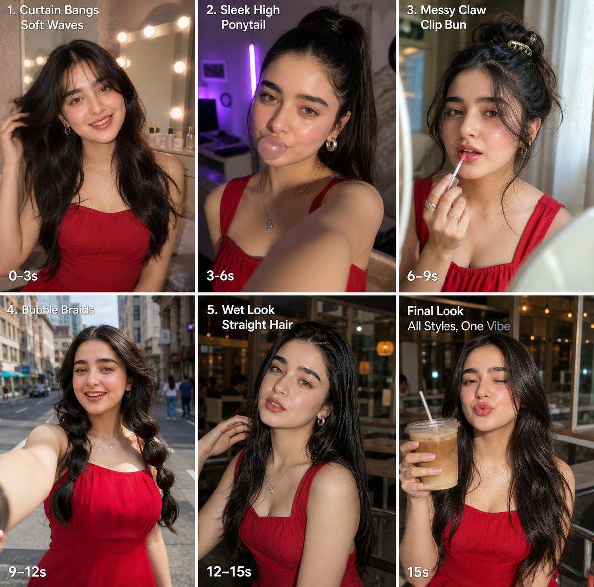 Six-Panel Hairstyle Storyboard - AI image template preview