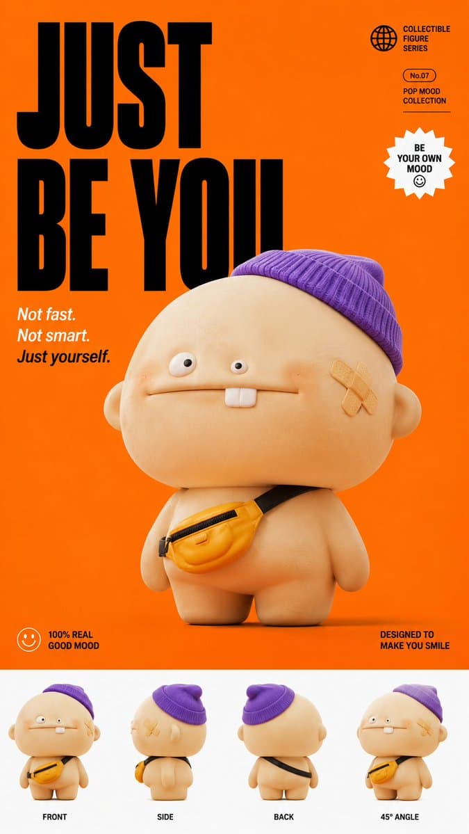 Popmart Style 3D Character Toy - AI image template preview