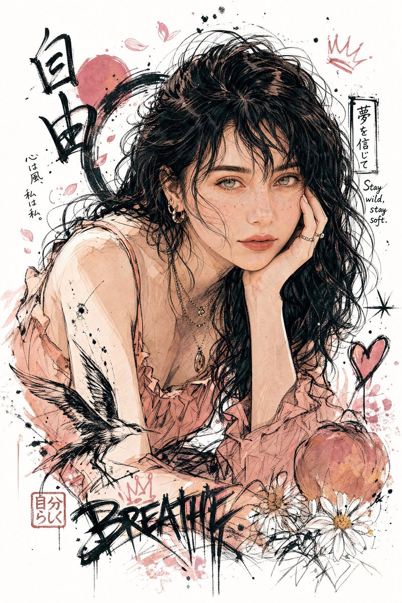 Japanese Graffiti Style Illustration - AI image template preview