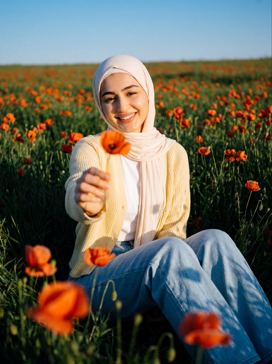 Cinematic Meadow Portrait - AI image template preview