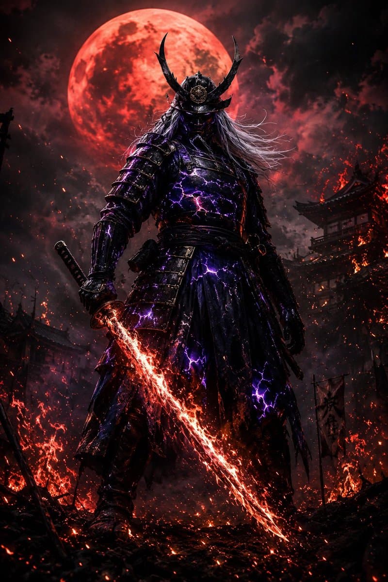 Dark Fantasy Samurai Warlord - AI image template preview