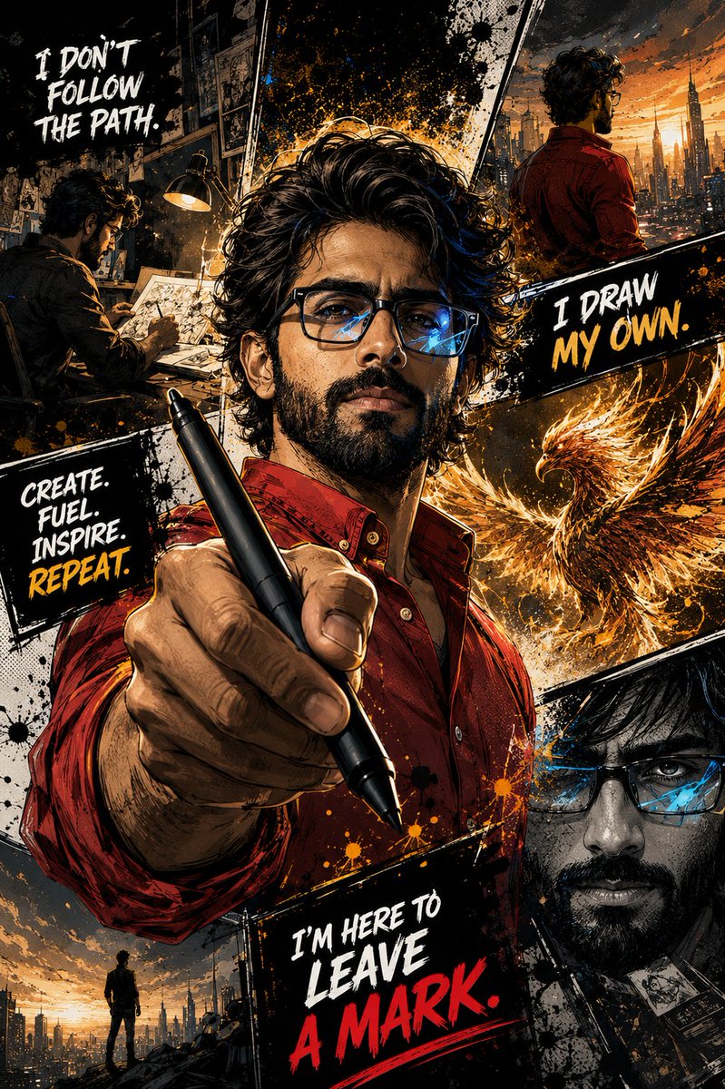 Gritty Comic-Book Graphic Novel Portrait - AI image template preview