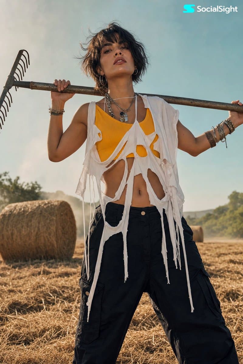 Rural Fashion Editorial Portrait - AI image template preview