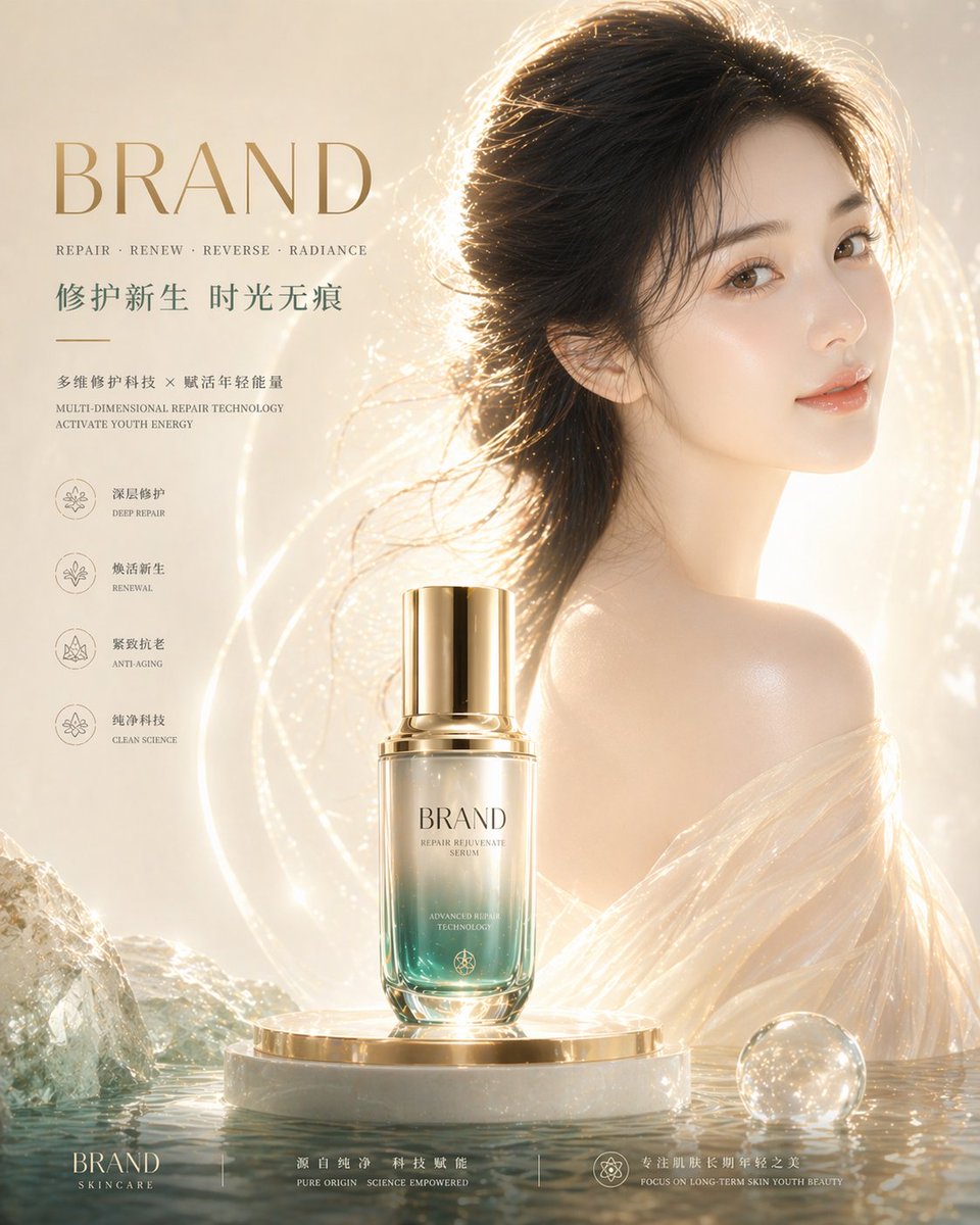 High-End Skincare Brand Key Visual - AI image template preview