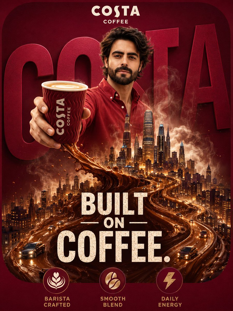 Surreal Coffee Ad Poster - AI image template preview