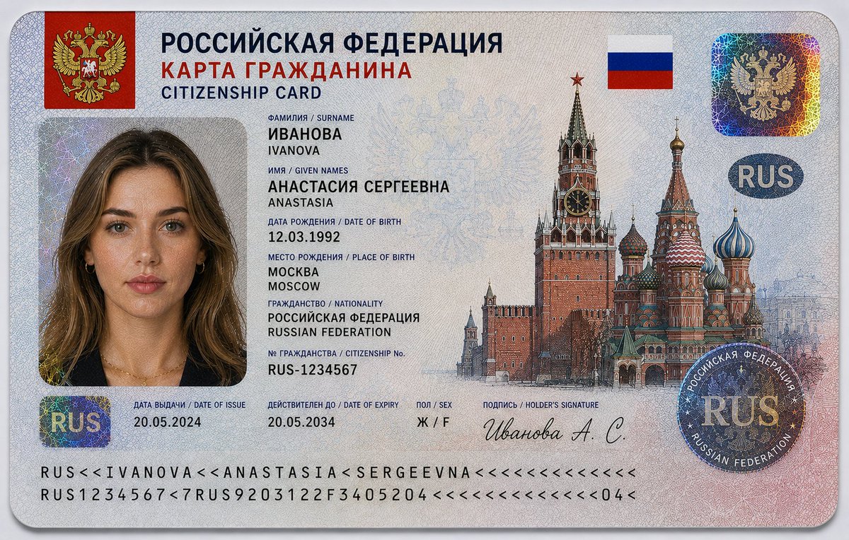 Realistic Citizenship Identity Card - AI image template preview