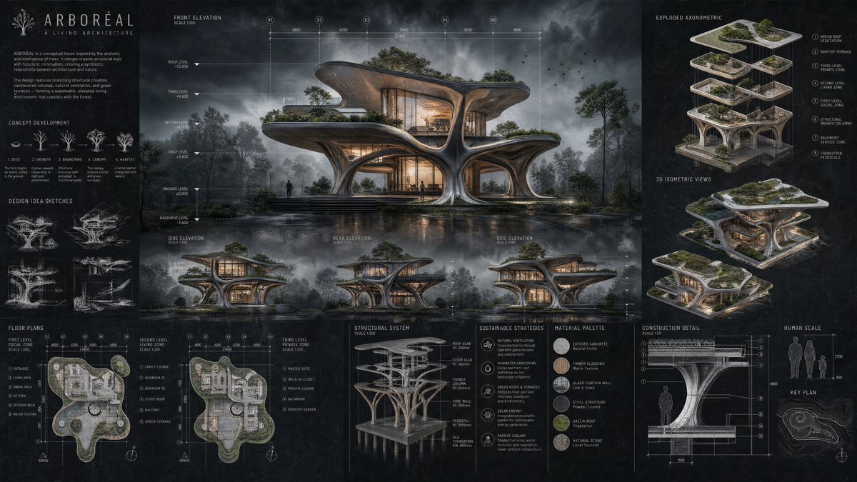 Arboreal Architecture Presentation Board - AI image template preview