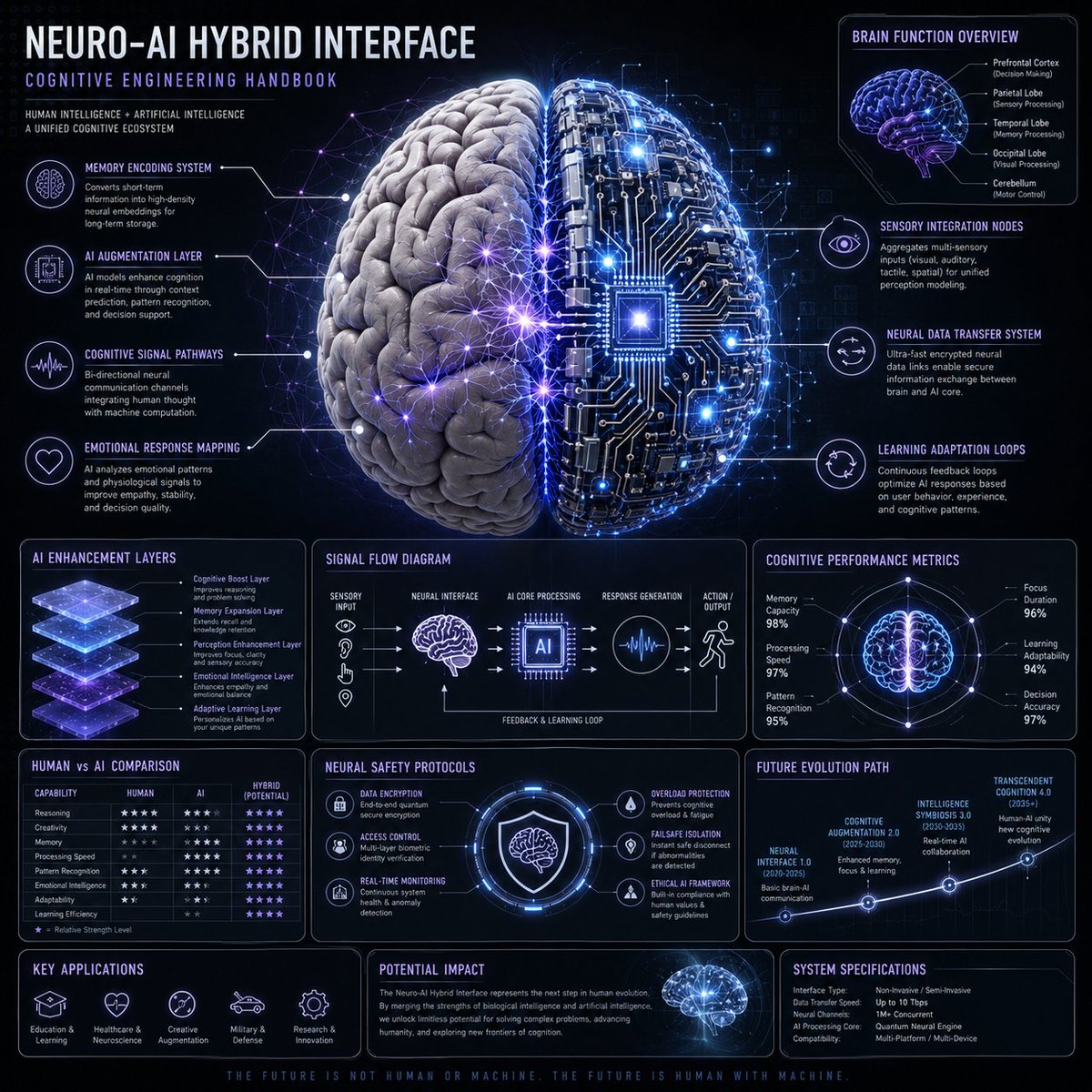 Neuro-AI Hybrid System Infographic - AI image template preview