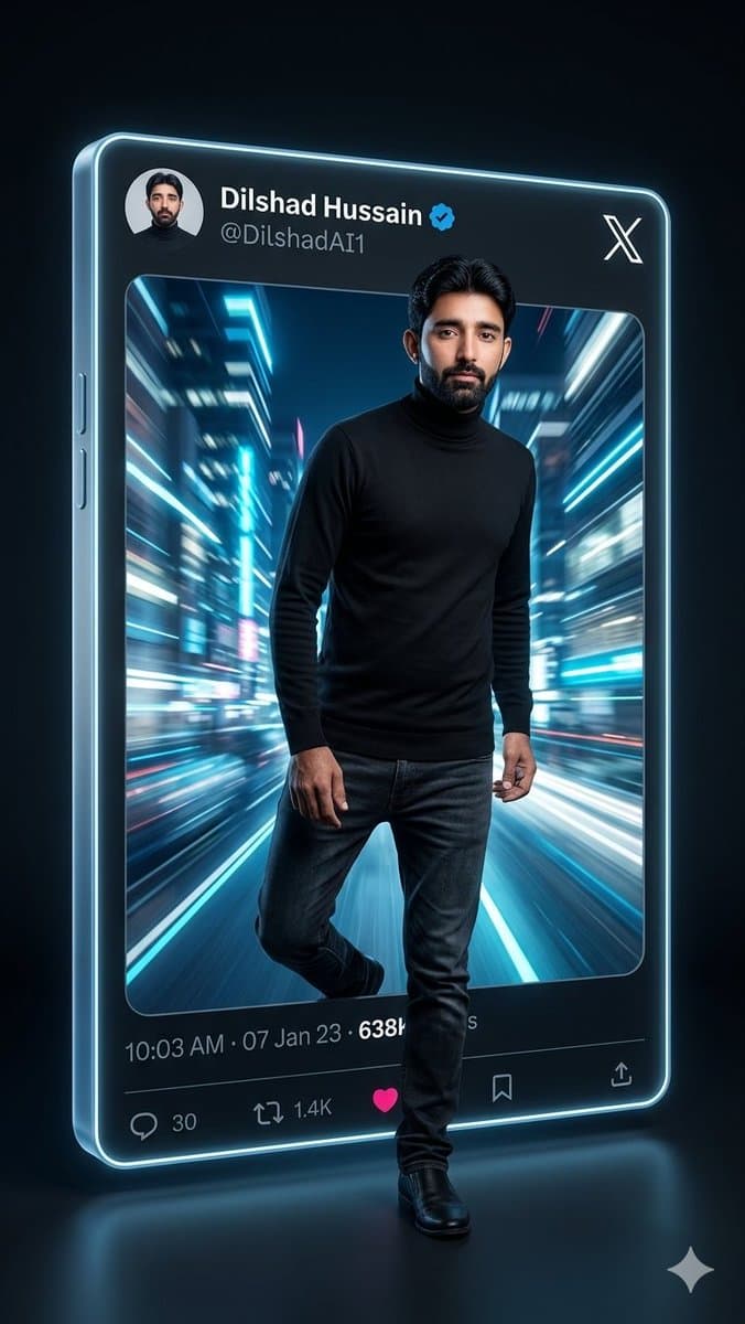 Neon X Post 3D Walkout Portrait - AI image template preview