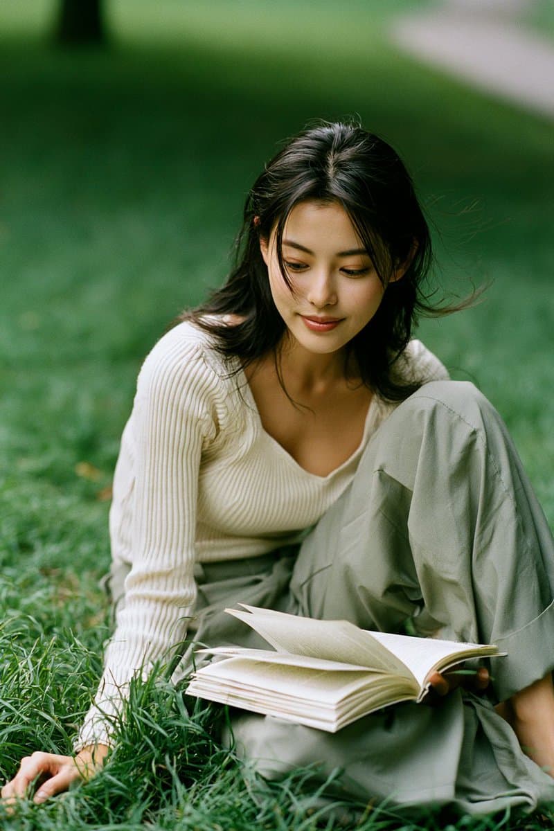 Candid Park Reading Portrait - AI image template preview