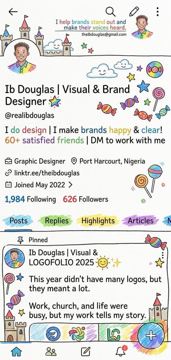 Whimsical Designer Profile UI - AI image template preview