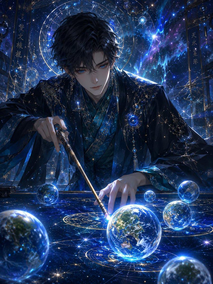 Celestial Astrologer Divination Scene - AI image template preview