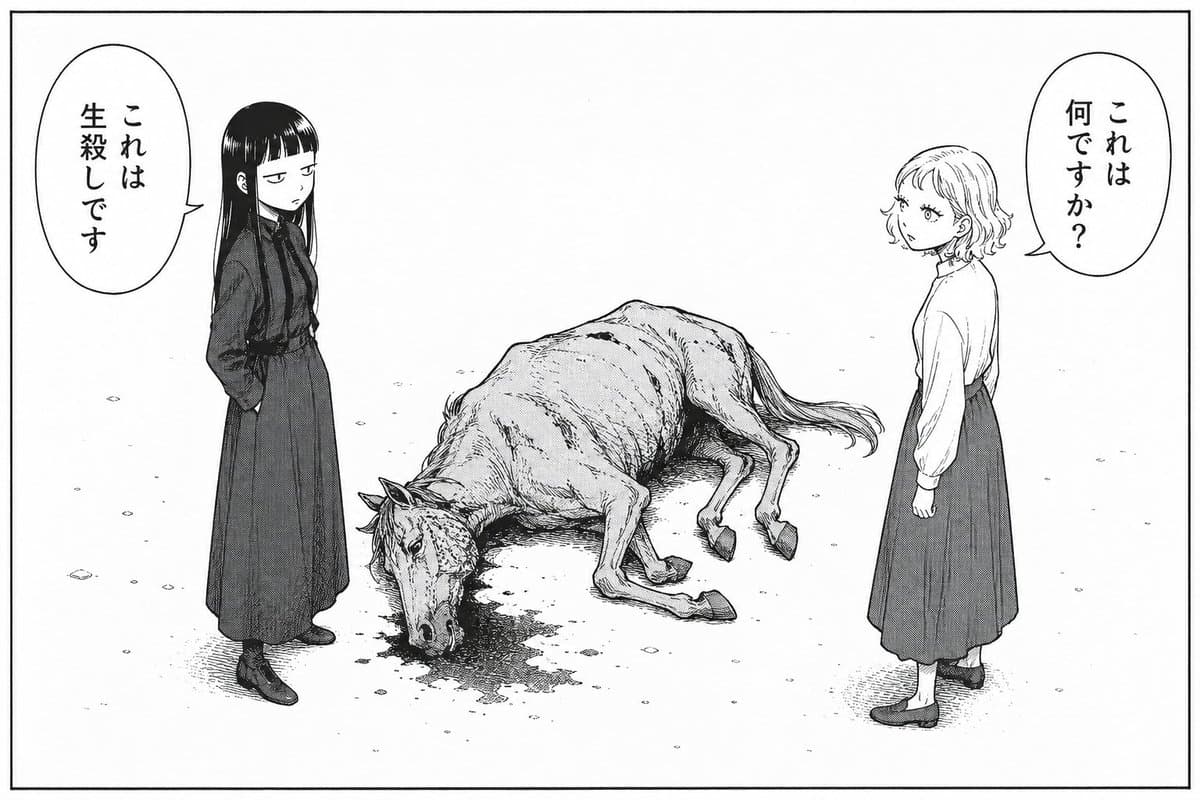Bleak Manga Panel with Dead Horse - AI image template preview